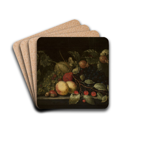 Still life with twigs of pomegranate and cherry by Cornelis de Bryer Drink Coasters - set of 4