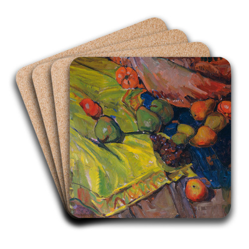 Stillleben Mit Frchten Auf Grnem Tuch by Anton Faistauer Art Drink Coaster set