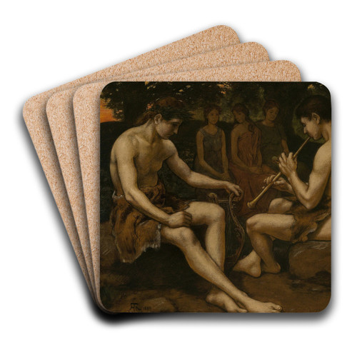 Apollon and Marsyas by Hans Thoma Art Drink Coaster set