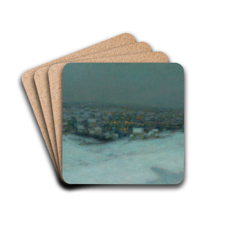 Neige Au Clair De Lune by Henri Le Sidaner Drink Coasters - set of 4 Neige Au Clair De Lune by Henri Le Sidaner Drink Coasters - set of 4