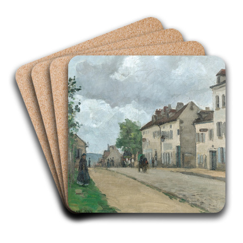 Strae in Pontoise (Rue de Gisors) by Camille Pissarro Art Drink Coaster set