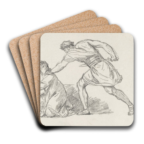 Warrior Seizing a Kneeling Figure by Jacques Louis David Art Drink Coaster set Warrior Seizing a Kneeling Figure by Jacques Louis David Art Drink Coaster set