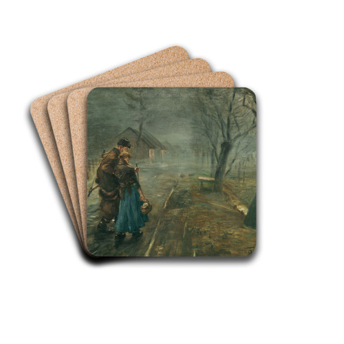 Schwerer Gang by Fritz von Uhde Drink Coasters - set of 4