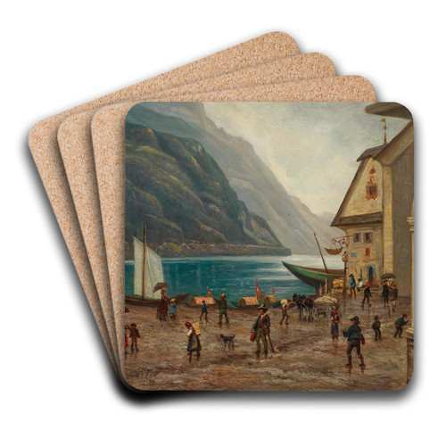 On the Shore of Lake Knigssee near Berchtesgaden by Josef Mayr Art Drink Coaster set