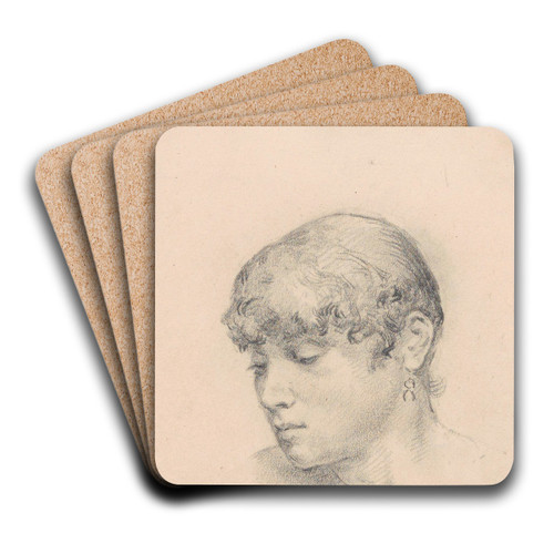 Head of a Woman by Jan Willem Rosier Art Drink Coaster set