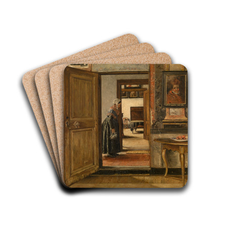 Interior of the Terninck Institution in Antwerp by Henri de Braekeleer Drink Coasters - set of 4