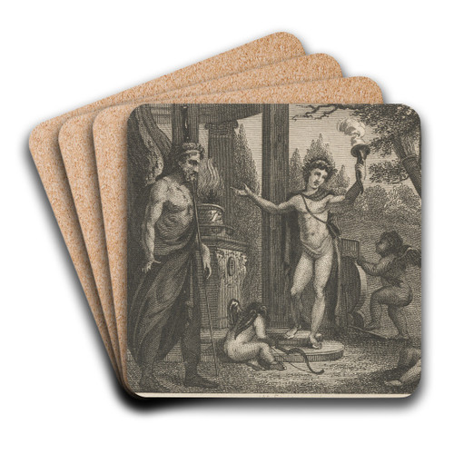 Fable XII. Cupid, Hymen, and Plutus by John Wootton Art Drink Coaster set Fable XII. Cupid, Hymen, and Plutus by John Wootton Art Drink Coaster set
