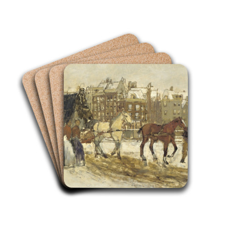 The Rokin, Amsterdam by George Hendrik Breitner Drink Coasters - set of 4 The Rokin, Amsterdam by George Hendrik Breitner Drink Coasters - set of 4