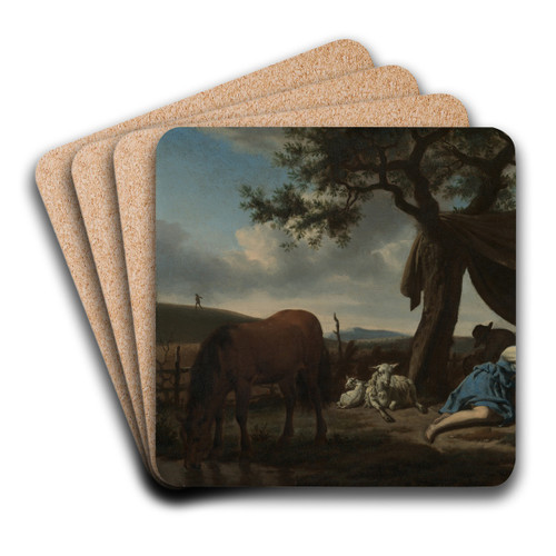 Sleeping Shepherds by Adriaen van de Velde Art Drink Coaster set