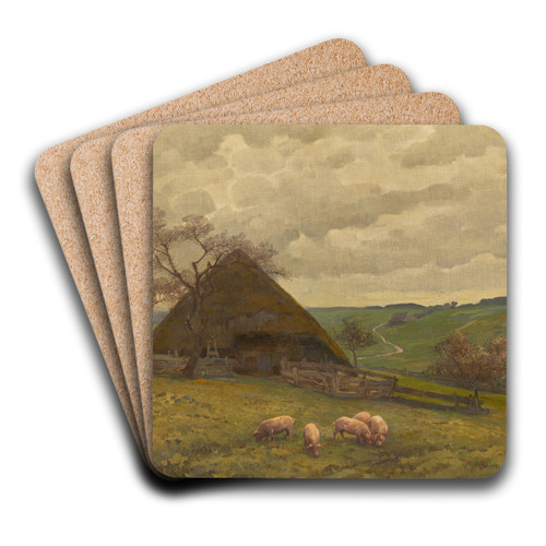 In the Hotzenwald by Fritz Reiss Art Drink Coaster set