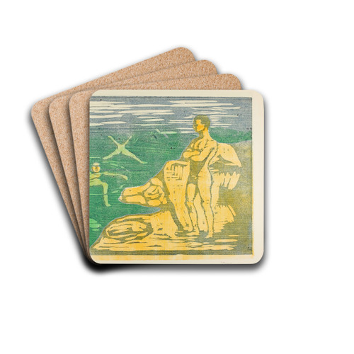 Boys Bathing by Edvard Munch Drink Coasters - set of 4