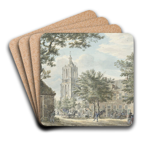 Vrolijke partij in het dorp Houten by Jan de Beijer Art Drink Coaster set