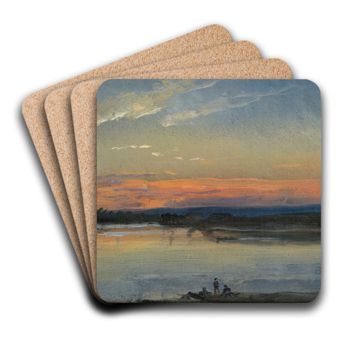 The Elbe In Evening Light by Johan Christian Dahl Art Drink Coaster set