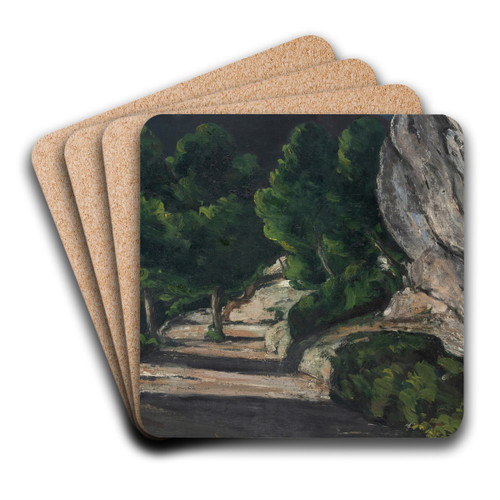 Landscape. Road with Trees in Rocky Mountains by Paul Czanne Art Drink Coaster set Landscape. Road with Trees in Rocky Mountains by Paul Czanne Art Drink Coaster set