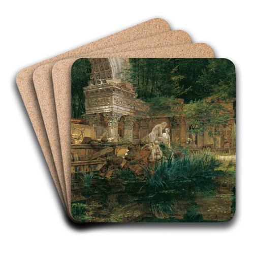 Die Rmische Ruine in Schnbrunn by Ferdinand Georg Waldmller Art Drink Coaster set