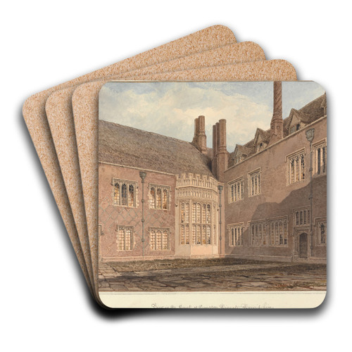 View in the Court of Compton Winyate, Warwickshire by John Buckler Art Drink Coaster set View in the Court of Compton Winyate, Warwickshire by John Buckler Art Drink Coaster set
