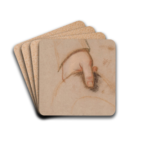 Studie til det Rybergske familiebillede; Johan Christian Rybergs venstre hnd holdende en hat by Jens Juel Drink Coasters - set of 4