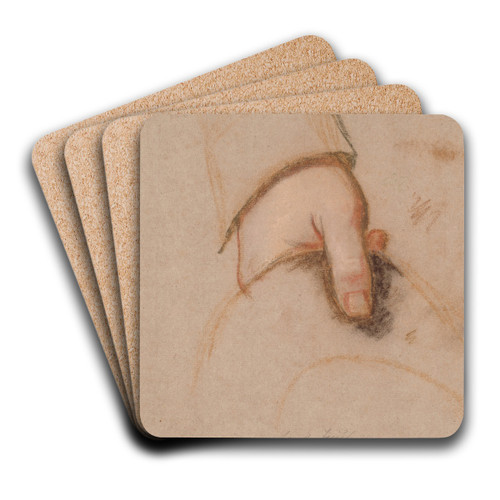 Studie til det Rybergske familiebillede; Johan Christian Rybergs venstre hnd holdende en hat by Jens Juel Art Drink Coaster set