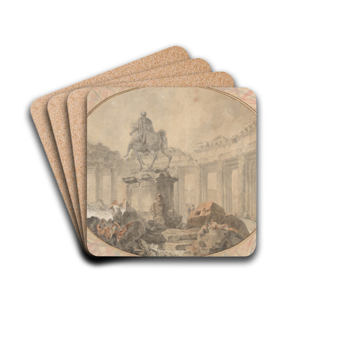 Equestrian Statue of Marcus Aurelius by Hubert Robert Drink Coasters - set of 4