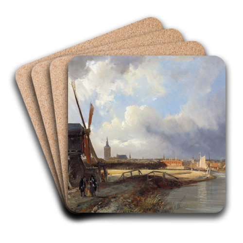 View of The Hague by Cornelis Springer Art Drink Coaster set View of The Hague by Cornelis Springer Art Drink Coaster set