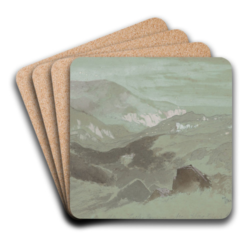 Cliffs of Ecclesbourne Near Hastings by Thomas Moran Art Drink Coaster set Cliffs of Ecclesbourne Near Hastings by Thomas Moran Art Drink Coaster set