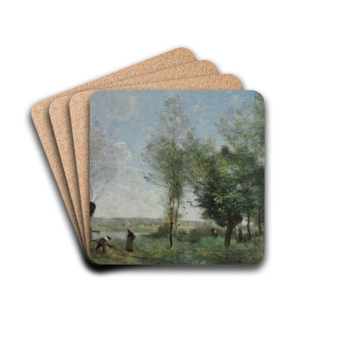 Souvenir of Coubron by Jean-Baptiste-Camille Corot Drink Coasters - set of 4