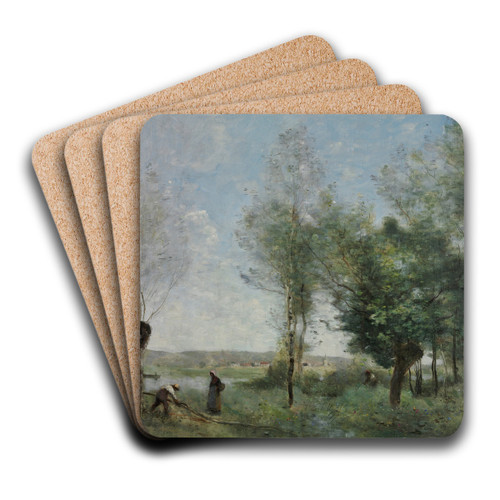 Souvenir of Coubron by Jean-Baptiste-Camille Corot Art Drink Coaster set