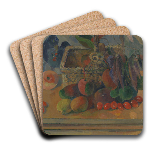 Still life with basket and fruits by Paul Gauguin Art Drink Coaster set