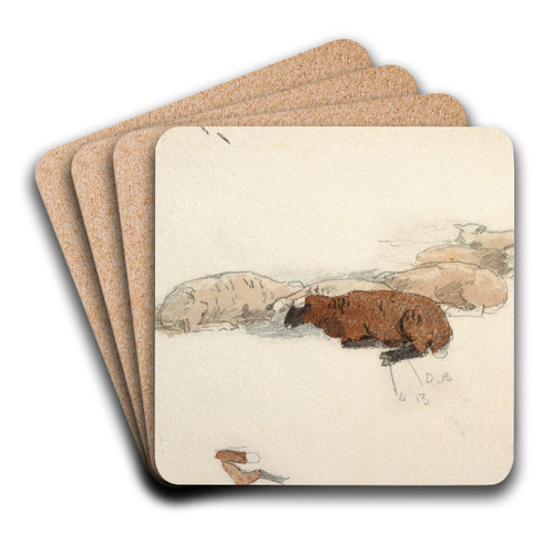Sheep Resting by Winslow Homer Art Drink Coaster set Sheep Resting by Winslow Homer Art Drink Coaster set