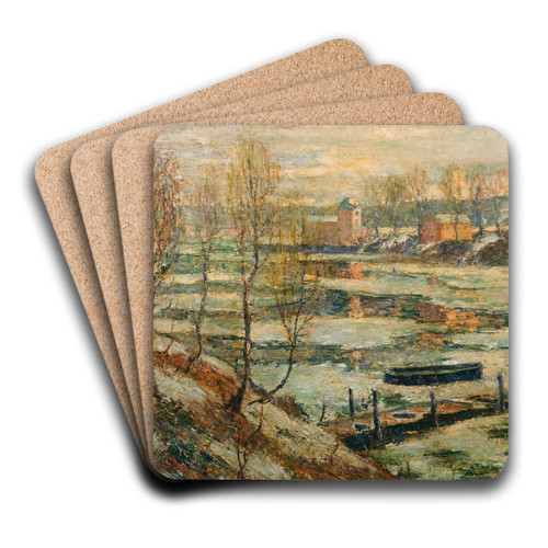 Ice in the River by Ernest Lawson Art Drink Coaster set