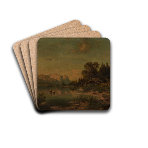 Lake in the mountains by Karl Mller Drink Coasters - set of 4