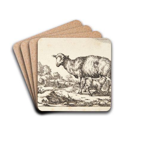 Gimmer og lam by Marcus de Bye Drink Coasters - set of 4