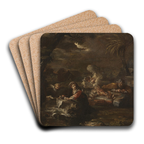 Rest on the Flight into Egypt by Giovanni Battista Pace Art Drink Coaster set