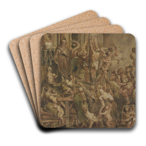 Flagellation of the wrongdoers by Jacob Jordaens Art Drink Coaster set