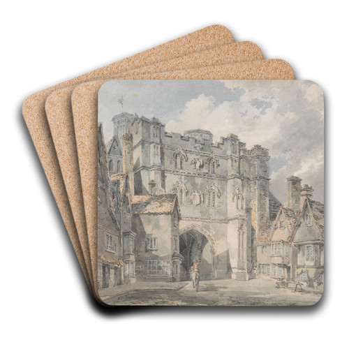 Christ Church Gate, Canterbury by Joseph Mallord William Turner Art Drink Coaster set Christ Church Gate, Canterbury by Joseph Mallord William Turner Art Drink Coaster set