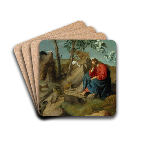 Christ in the Wilderness by Moretto Da Brescia Drink Coasters - set of 4 Christ in the Wilderness by Moretto Da Brescia Drink Coasters - set of 4