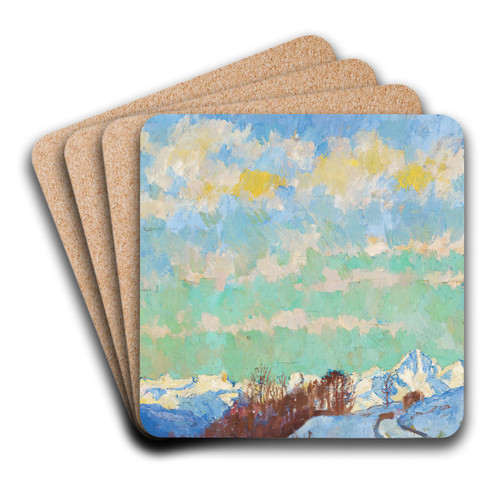 View From Stampa Towards Italy by Giovanni Giacometti Art Drink Coaster set