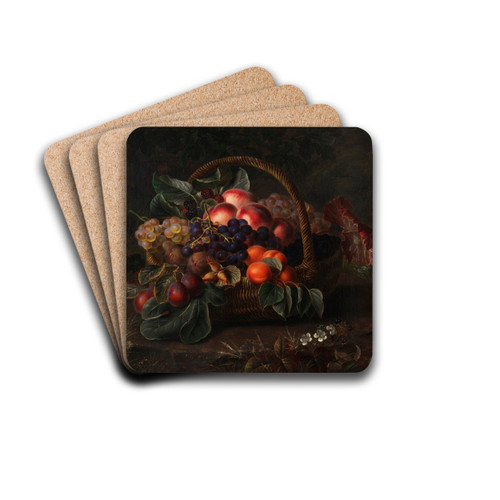 Stillleben mit Frchtekorb by Johan Laurentz Jensen Drink Coasters - set of 4