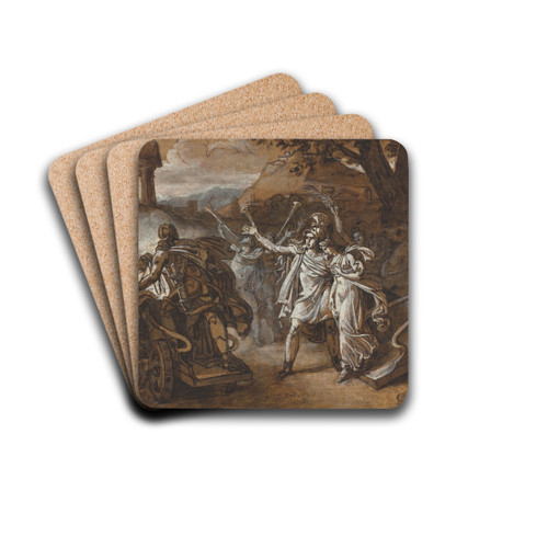 Castor And Pollux Rescuing Helen by Sbastien Norblin de la Gourdaine Drink Coasters - set of 4 Castor And Pollux Rescuing Helen by Sbastien Norblin de la Gourdaine Drink Coasters - set of 4