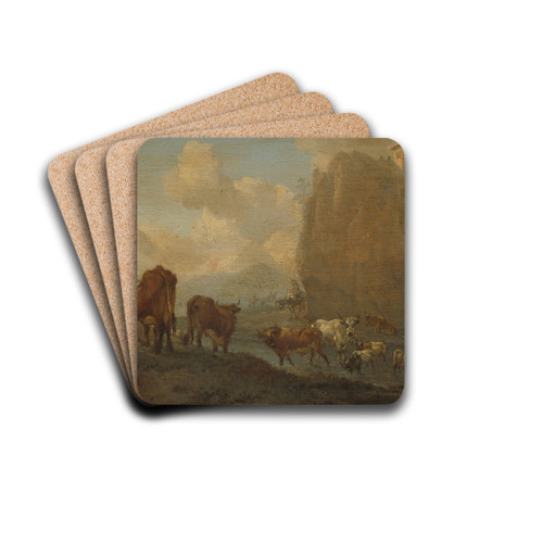 Livestock by a River by Willem Romeyn Drink Coasters - set of 4