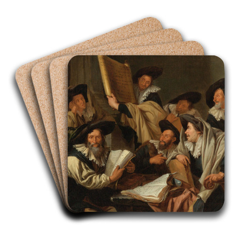 Rabbinical Discussion by Jacob Toorenvliet Art Drink Coaster set Rabbinical Discussion by Jacob Toorenvliet Art Drink Coaster set