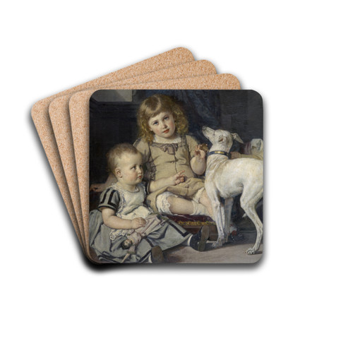 The Children of the Artist by Ernst Stckelberg Drink Coasters - set of 4