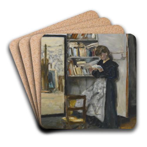 La lecture by Pierre Bonnard Art Drink Coaster set La lecture by Pierre Bonnard Art Drink Coaster set