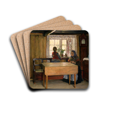 Visiting Grandmother by Jacob Glersen Drink Coasters - set of 4