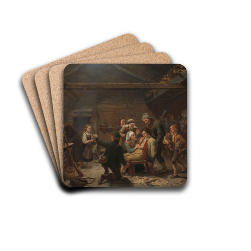 The Return of the Bear Hunter by Adolph Tidemand Drink Coasters - set of 4