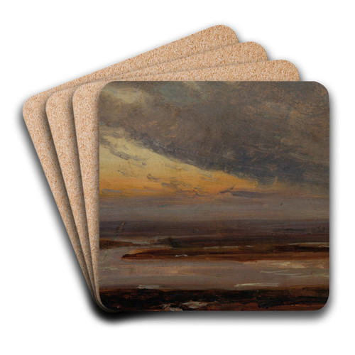 Study on the Elbe by Johan Christian Dahl Art Drink Coaster set