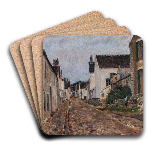 French Village Street, Montigny by Carl Fredrik Hill Art Drink Coaster set