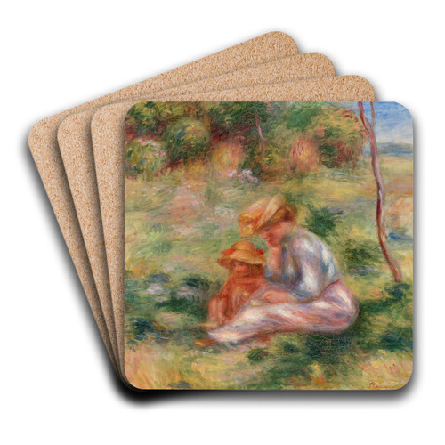 Woman and Child in the Grass (Femme avec enfant sur l'herbe) by Pierre-Auguste Renoir Art Drink Coaster set Woman and Child in the Grass (Femme avec enfant sur l'herbe) by Pierre-Auguste Renoir Art Drink Coaster set