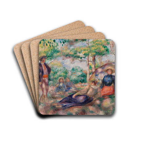 Resting in the Grass (Le Repos sur l'herbe) by Pierre-Auguste Renoir Drink Coasters - set of 4 Resting in the Grass (Le Repos sur l'herbe) by Pierre-Auguste Renoir Drink Coasters - set of 4