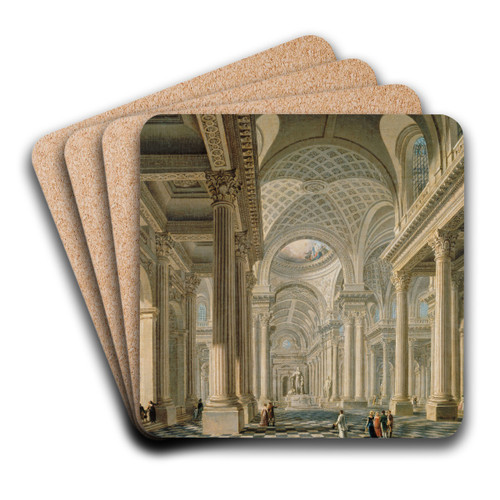 Intrieur de l'glise de la Madeleine d'aprs le projet de Contant d'Ivry by Pierre-Antoine Demachy Art Drink Coaster set